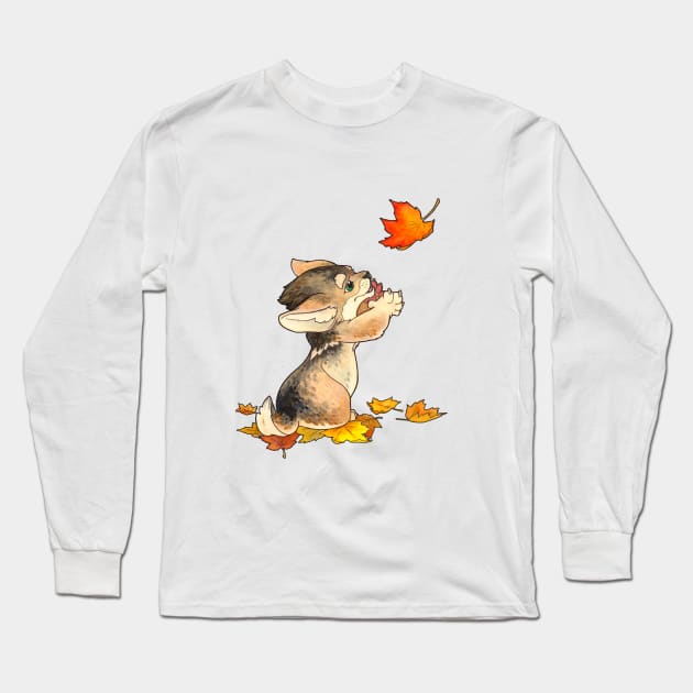 Fall Werewolf Puppy Long Sleeve T-Shirt by charamath